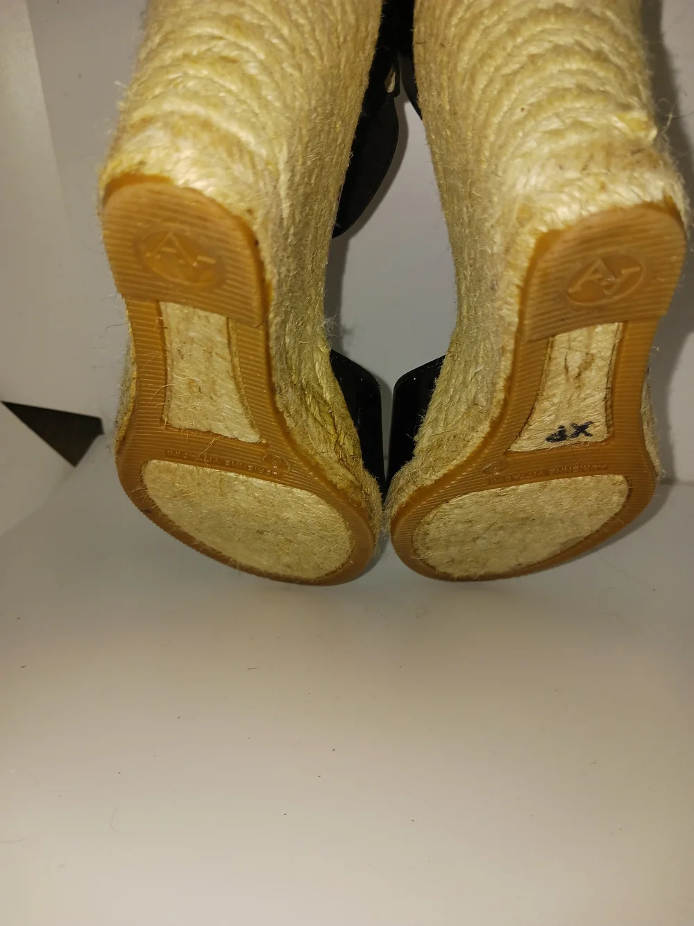 Adrienne Vittadini Black Patent Espadrille Wedge Sandals